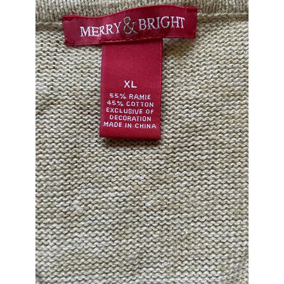 Merry and Bright Christmas Sweater Vest Womens/Teen Siz XL Unisex - Picture 5 of 8